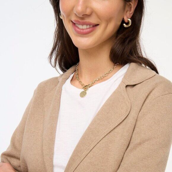 J Crew‎ Women's Blazer Knit Two-Buton Cotton Classic Coat Tan - Picture 11 of 11